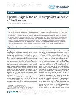 REVIEW Open Access Optimal usage of the GnRH antagonis