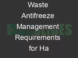 WMDHW  Waste Antifreeze Management Requirements for Ha