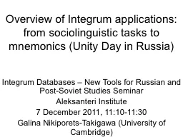 Overview of Integrum applications: from sociolinguistic