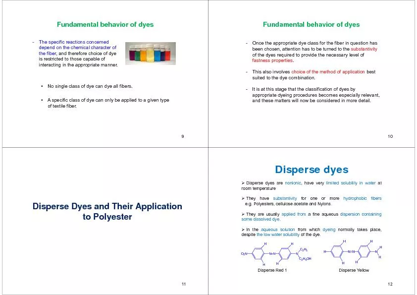 Fundamental behavior of dyes