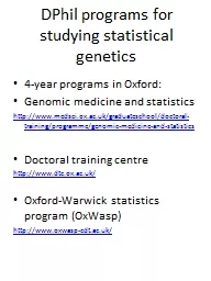 DPhil programs for studying statistical genetics