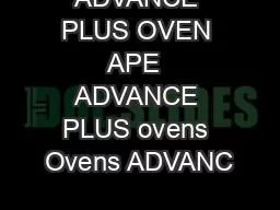 ADVANCE PLUS OVEN APE  ADVANCE PLUS ovens Ovens ADVANC