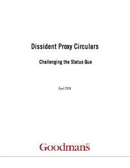 Dissident Proxy Circulars  Challenging the Status Quo    April 2010