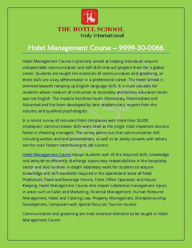 Hotel Management Course in Delhi
