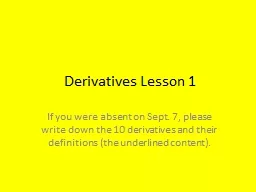 Derivatives Lesson 1