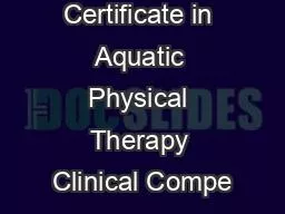 Certificate in Aquatic Physical Therapy Clinical Compe