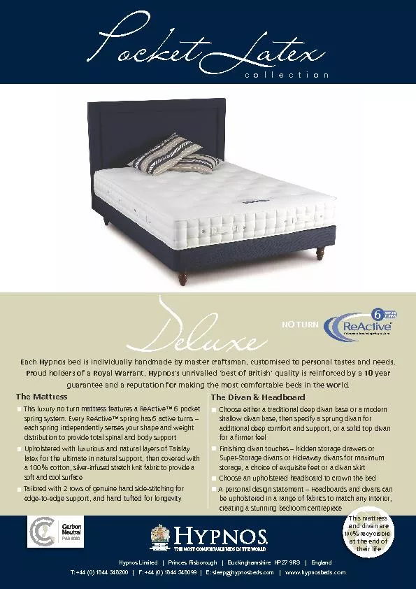 DeluxeEach Hypnos bed is individually handmade by master craftsman, cu