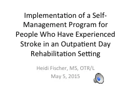 Implementation of a Self-Management Program for People Who