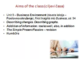 Aims of the class