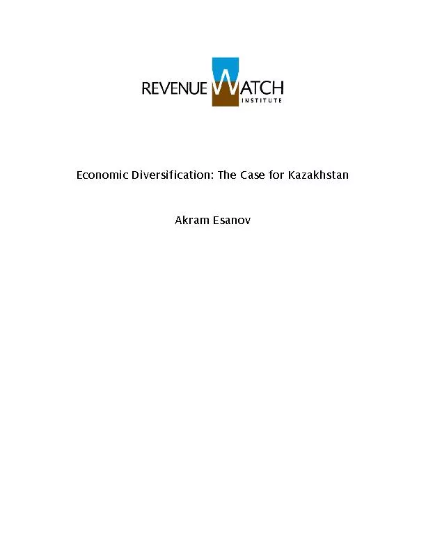 Economic Diversification: The Case for KazakhstanAkram Esanov