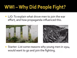 WWI – Why Did People Fight?