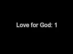 Love for God: 1