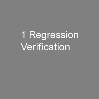 1 Regression Verification