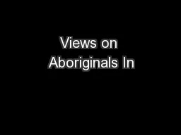 Views on Aboriginals In