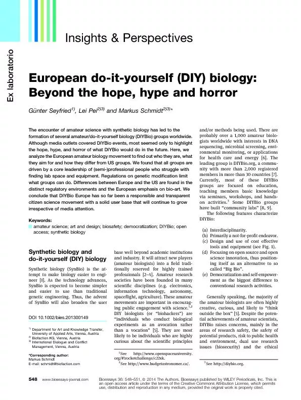 Insights&PerspectivesEuropeando-it-yourself(DIY)biology:Beyondthehope,