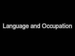 Language and Occupation