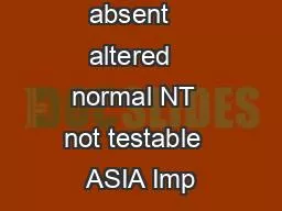 absent   altered   normal NT  not testable  ASIA Imp