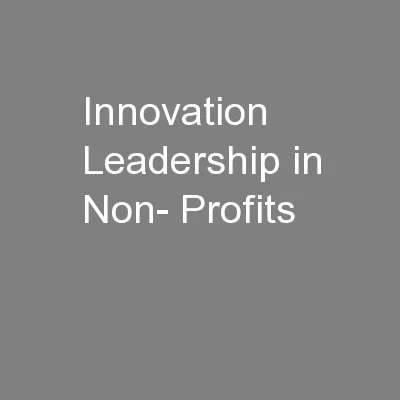 Innovation Leadership in Non- Profits