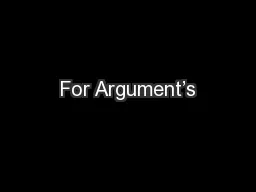 For Argument’s