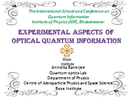 Experimental aspects of optical quantum information