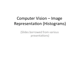 Computer Vision – Image Representation (Histograms)