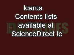 Icarus    Contents lists available at ScienceDirect Ic