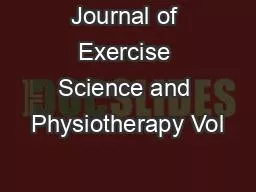 Journal of Exercise Science and Physiotherapy Vol