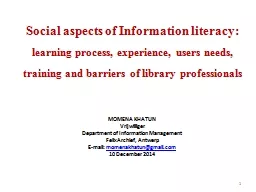 Social aspects of Information literacy: