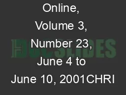 IIIM Magazine Online, Volume 3, Number 23, June 4 to June 10, 2001CHRI