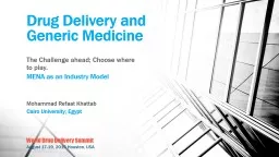 Drug Delivery and Generic Medicine
