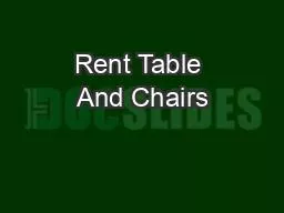 Rent Table And Chairs
