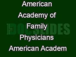 American Academy of Family Physicians American Academ