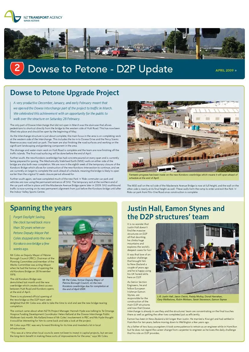 Dowse to Petone - D2P UpdateAPRIL 2009
