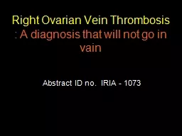 Right Ovarian Vein Thrombosis