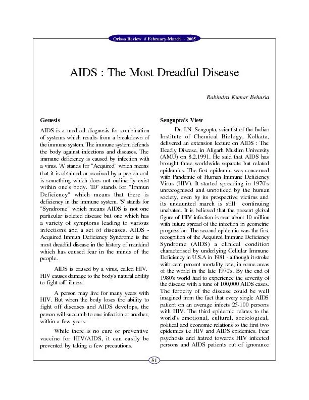 Orissa Review  # February-March  - 2005GenAIDS is a medical diagnosis