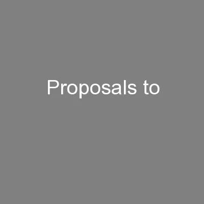 Proposals to
