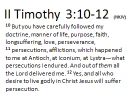 II Timothy 3:10-
