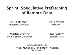Sprint: Speculative Prefetching