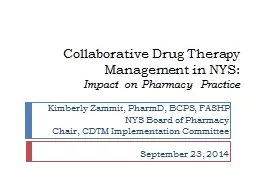 Collaborative Drug Therapy Management in NYS: