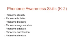 Phoneme Awareness Skills (K-2)