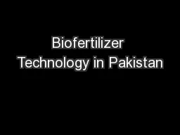 Biofertilizer Technology in Pakistan