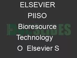 ELSEVIER PIISO Bioresource Technology    O  Elsevier S