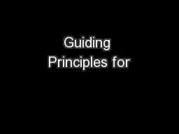 Guiding Principles for
