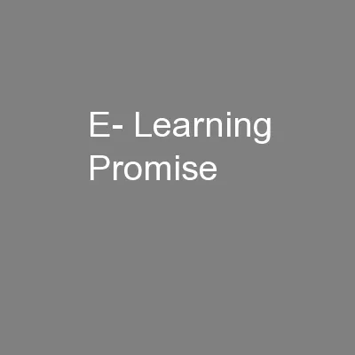 E- Learning Promise