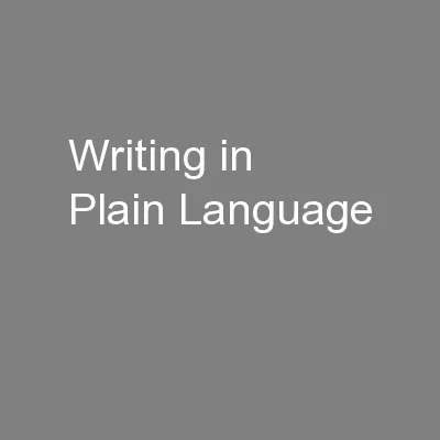 Writing in Plain Language