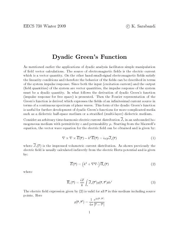 EECS730Winter2009c\rK.SarabandiDyadicGreen'sFunctionAsmentionedearlier