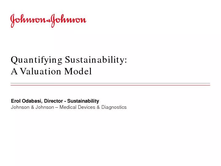 Quantifying Sustainability:  A Valuation ModelErol Odabasi, Director S