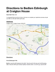 Directions to bedlam edinburgh at craigton house