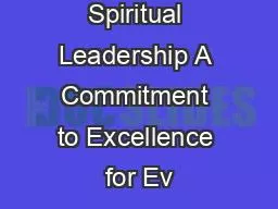 Spiritual Leadership A Commitment to Excellence for Ev