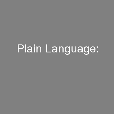 Plain Language:
